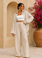 Conjunto Palazzo — Camisa Oversize & Pantalón Wide Leg