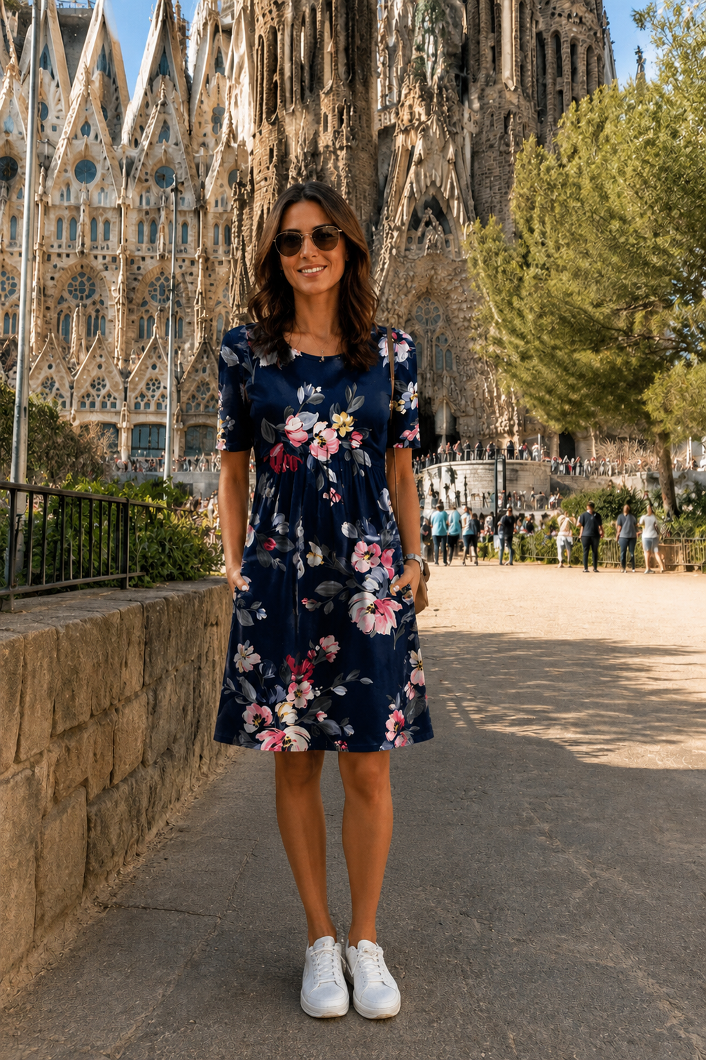 Vestido Floral Azul Marino