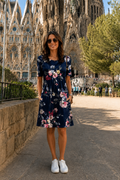 Vestido Floral Azul Marino