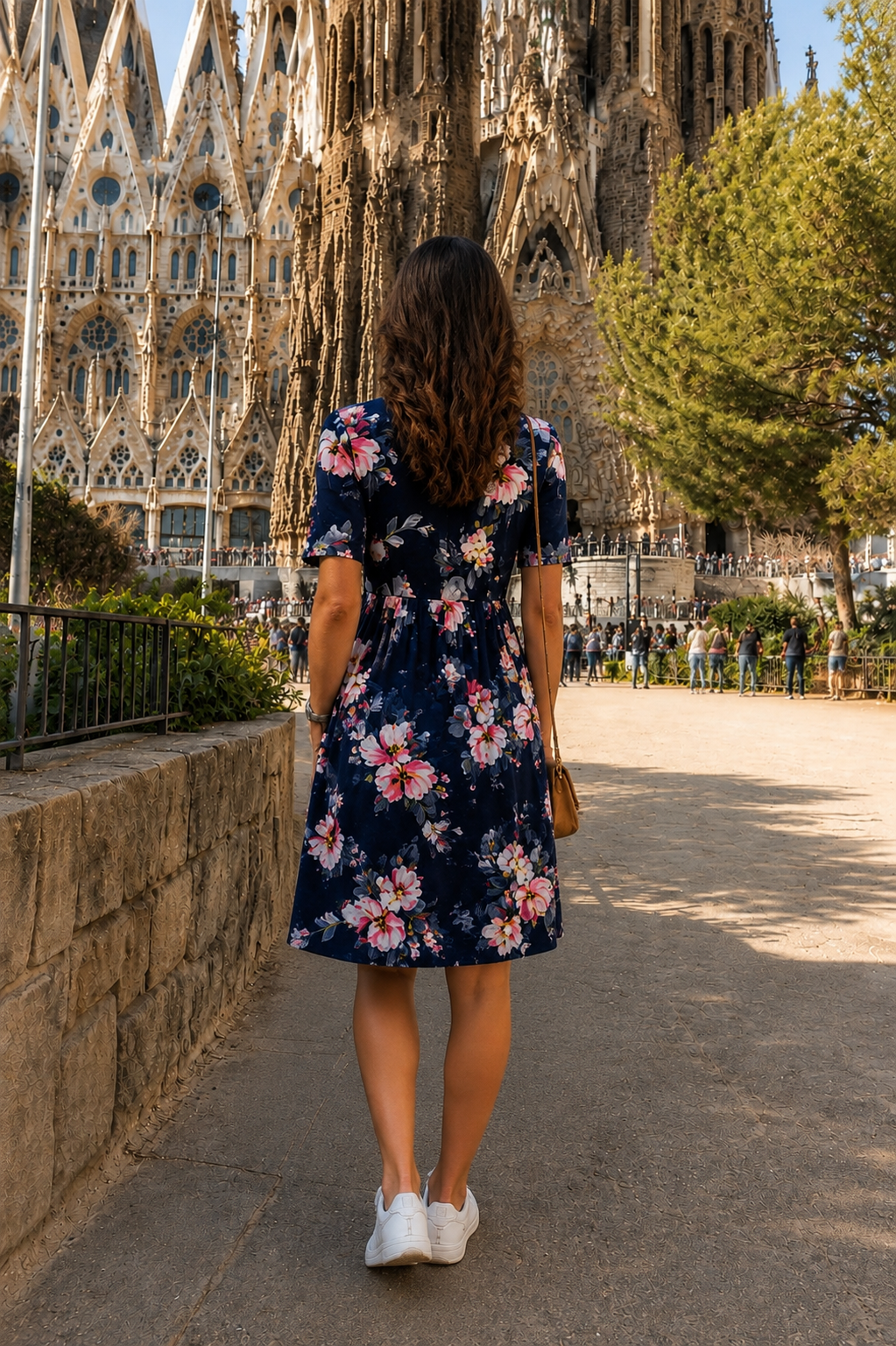 Vestido Floral Azul Marino