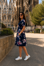 Vestido Floral Azul Marino