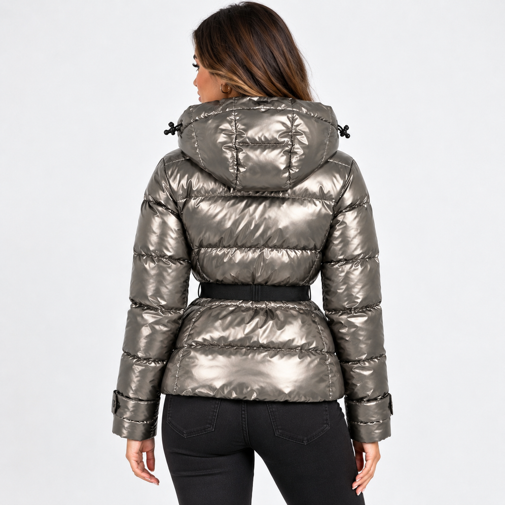 Chaqueta Aura Metalizada con Cinturón